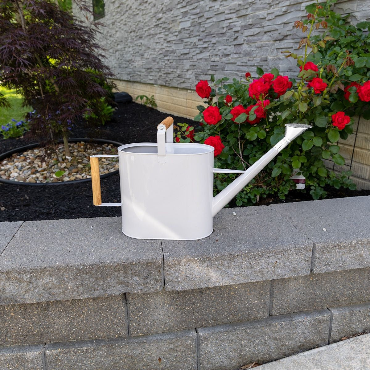 Nordic Habitat Wood Finish Watering Can, White, 2-Gal D4J6 - product image 2