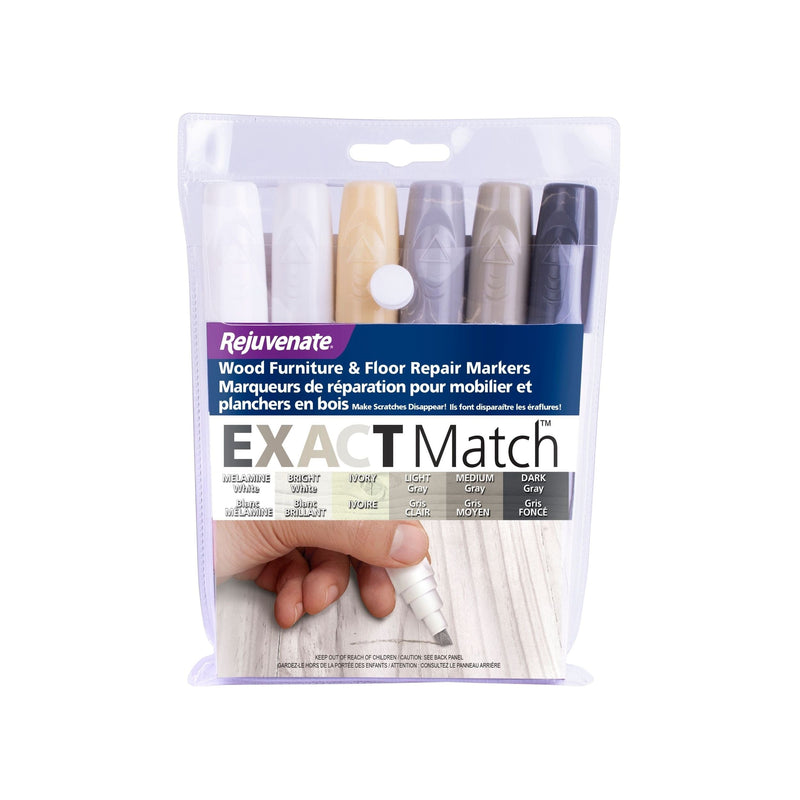 Exact Match Wood Furniture & Floor Repair Markers, White-Grey, 6 Shades B2V6