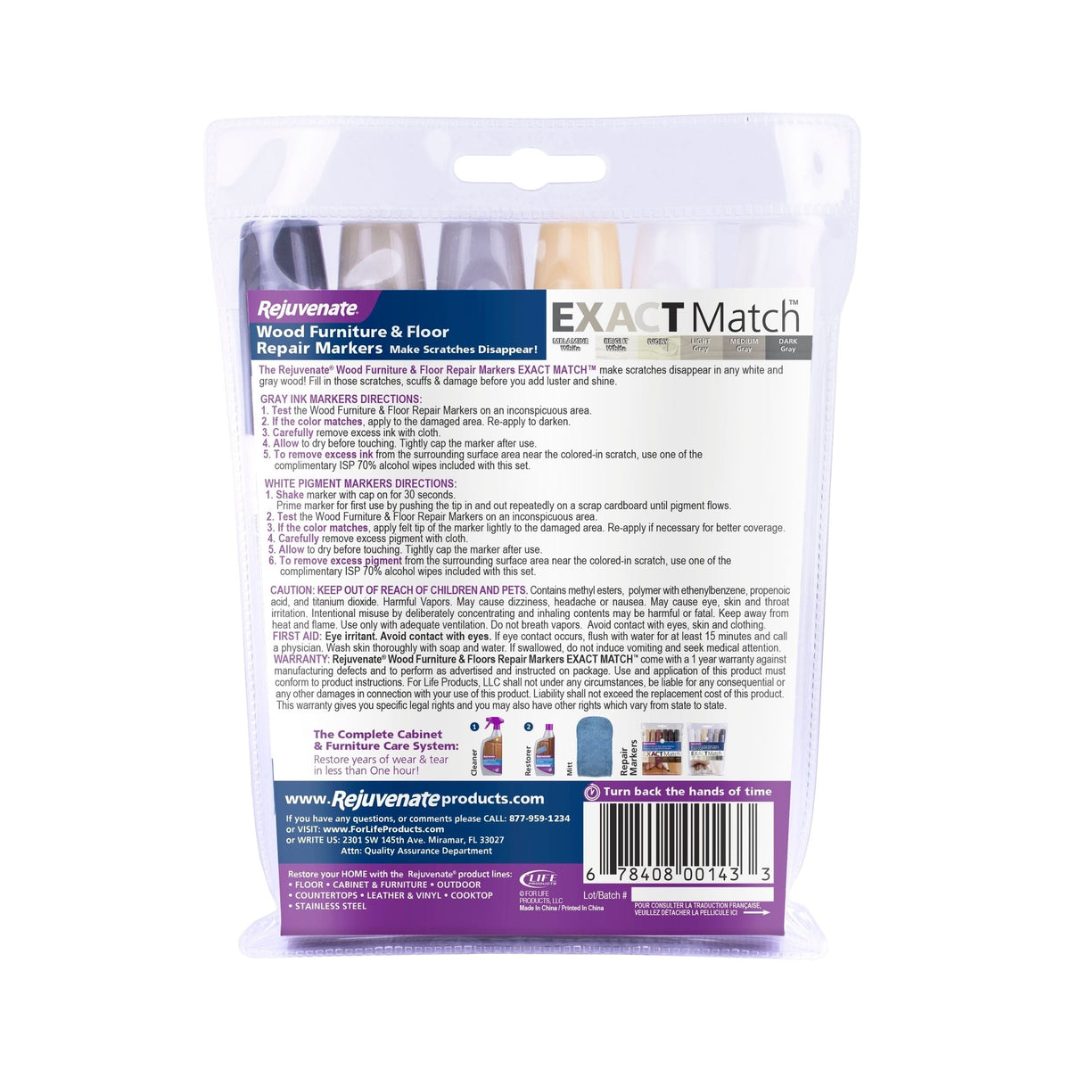 Exact Match Wood Furniture & Floor Repair Markers, White-Grey, 6 Shades B2V6 - product image 3