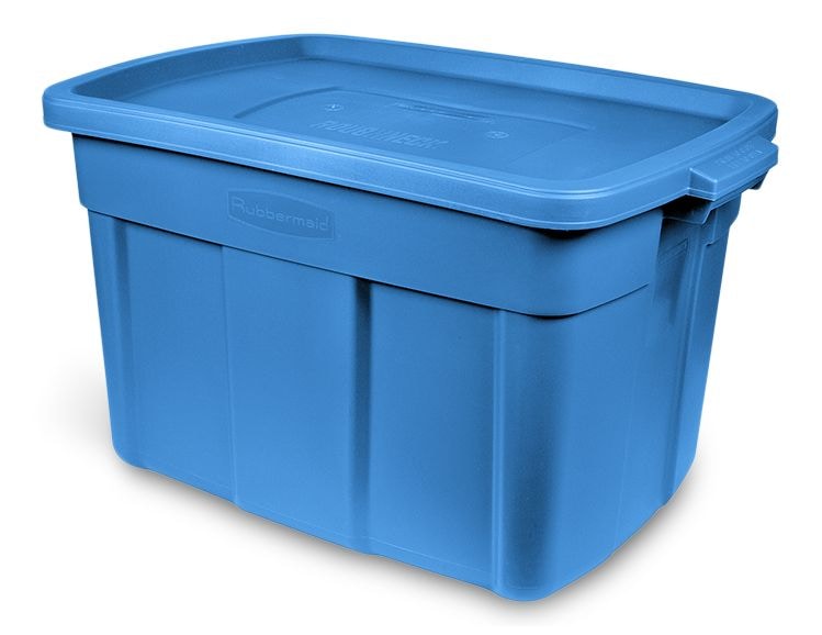 Roughneck Stackable Storage Box with Lid, 68-L, Blue M8S5