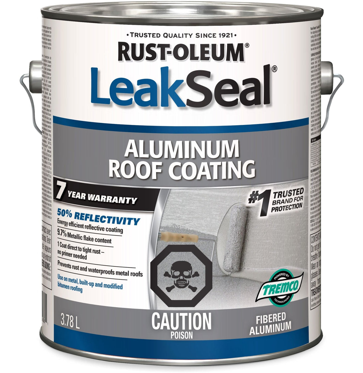 LeakSeal Aluminum Roof Coating, Reflective, Rust Proof & Waterproof Sealant, 3.78-L E0T9 - product image 1