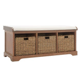 Lonan Wicker Storage Bench, Grey Wash/White, 16.1-in x 47-in x 19.9-in K7S2 - product image 1