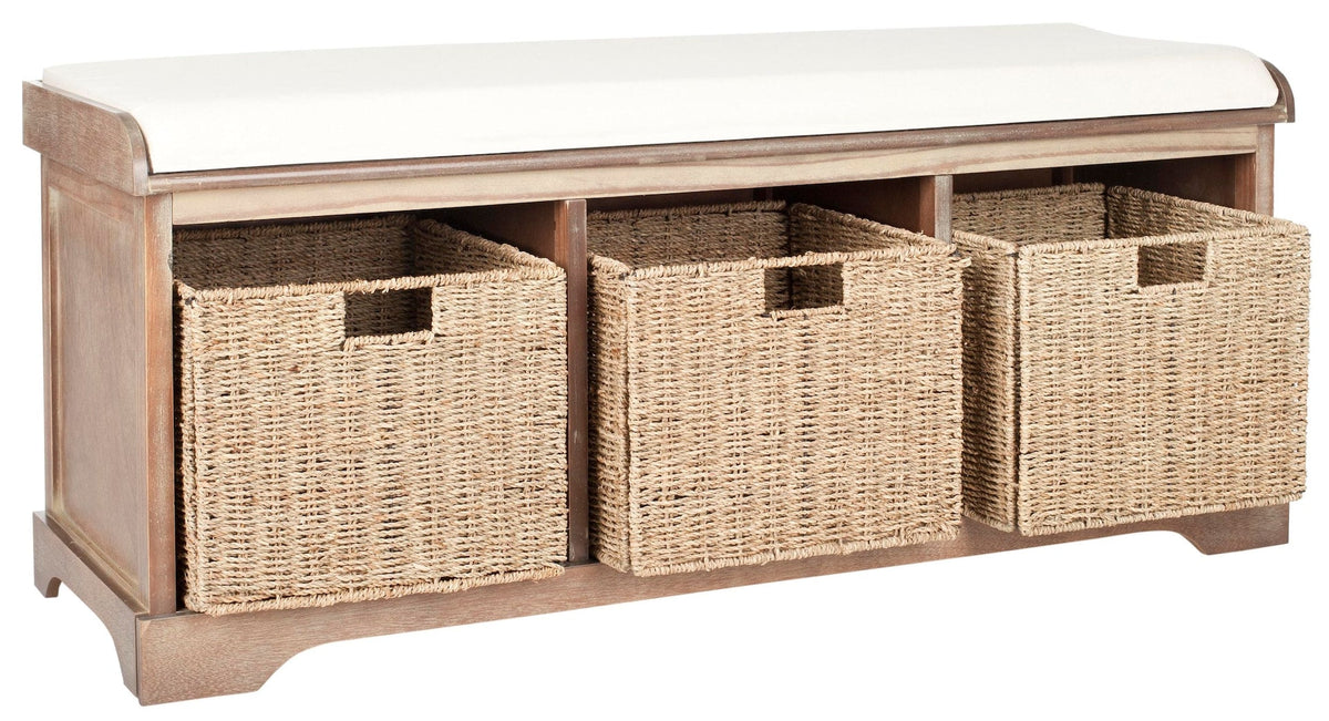 Lonan Wicker Storage Bench, Grey Wash/White, 16.1-in x 47-in x 19.9-in K7S2 - product image 2