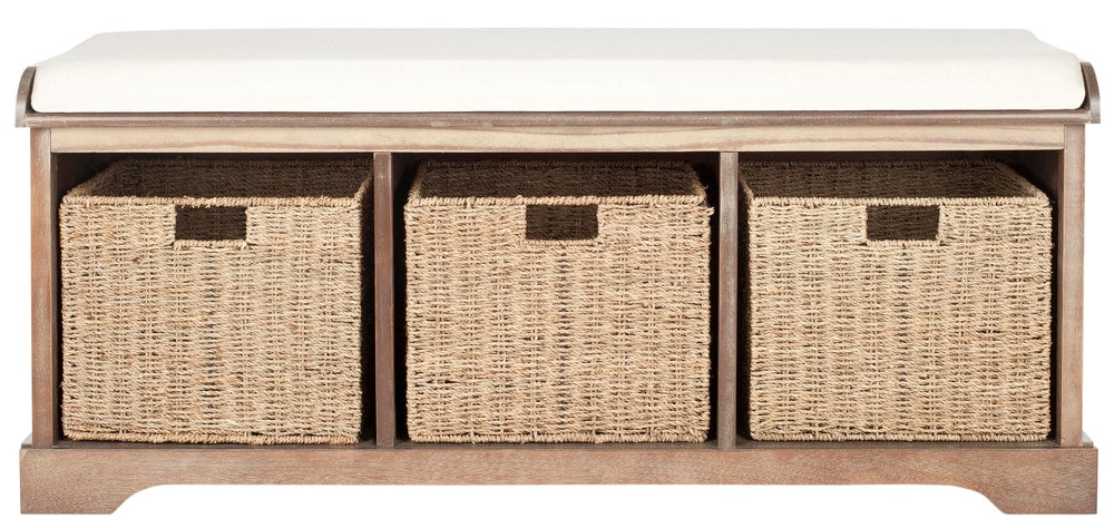 Lonan Wicker Storage Bench, Grey Wash/White, 16.1-in x 47-in x 19.9-in K7S2 - product image 3