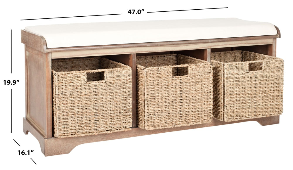 Lonan Wicker Storage Bench, Grey Wash/White, 16.1-in x 47-in x 19.9-in K7S2 - product image 6