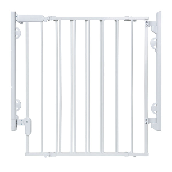 Ready To Install Top of the Stairs Baby Safety Gate, White R6F8