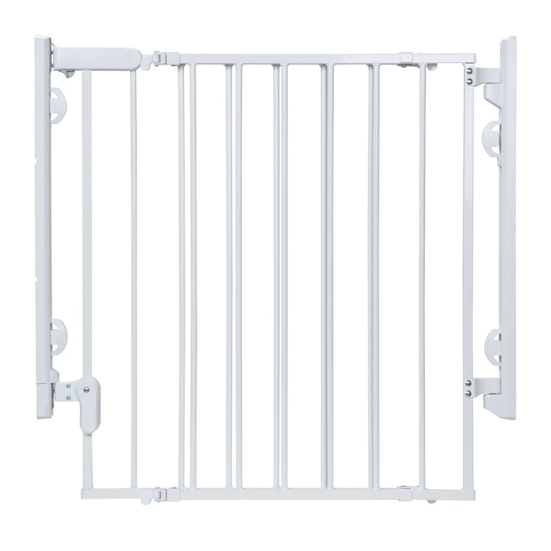 Ready To Install Top of the Stairs Baby Safety Gate, White R6F8