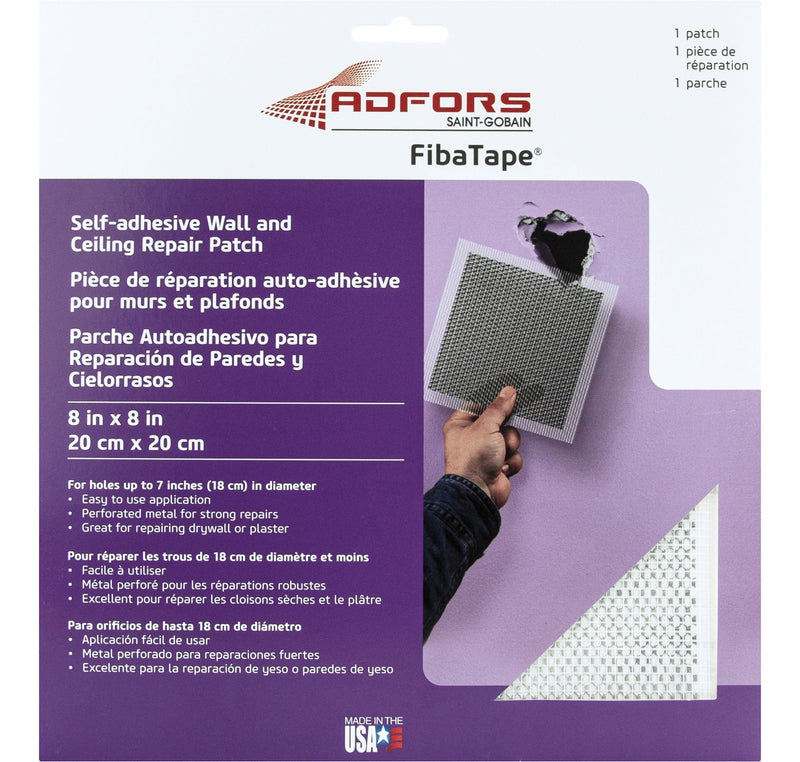 Self-Adhesive Wall & Ceiling Hole Repair Patch For Drywall & Plaster, 8 x 8-in M0Q0