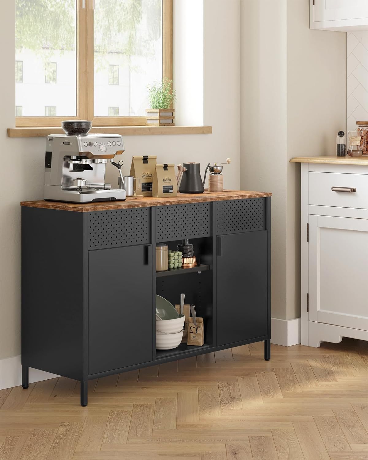 Home Rustic Brown/Black Metal Buffet Cabinet B7I2 - product image 7