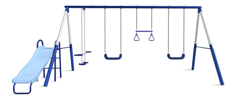 Arcadia Star Kids' 5-Station Burst Metal Swing Set Combo with Slide V1J0