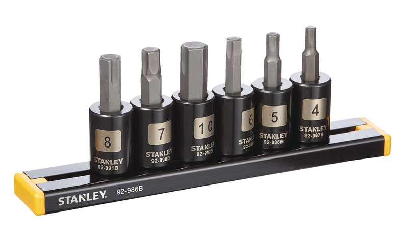 Professional Grade Black Chrome Hex Bit Socket Set, Metric, 6-pc W6P8
