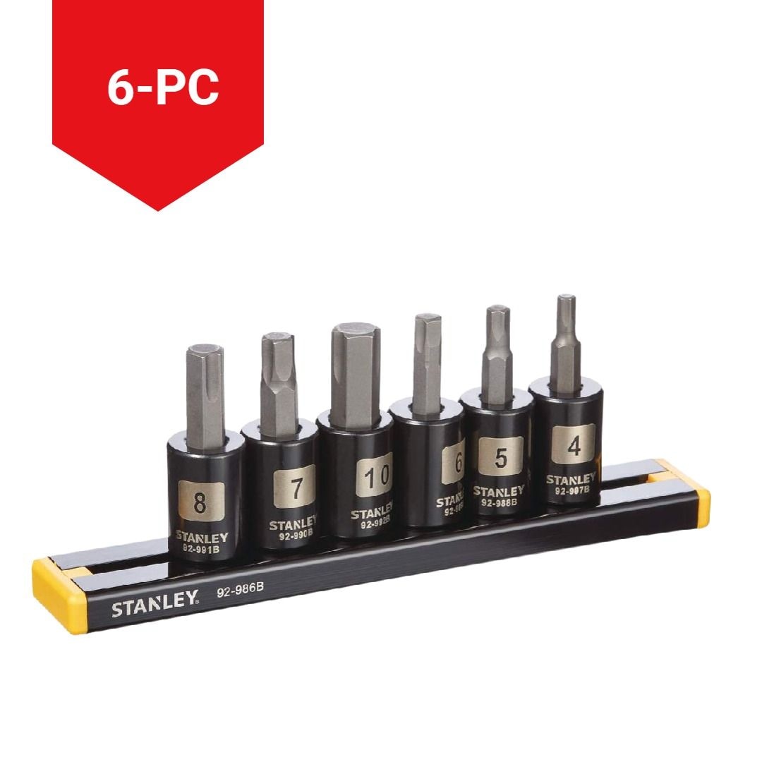 Professional Grade Black Chrome Hex Bit Socket Set, Metric, 6-pc W6P8 - product image 5