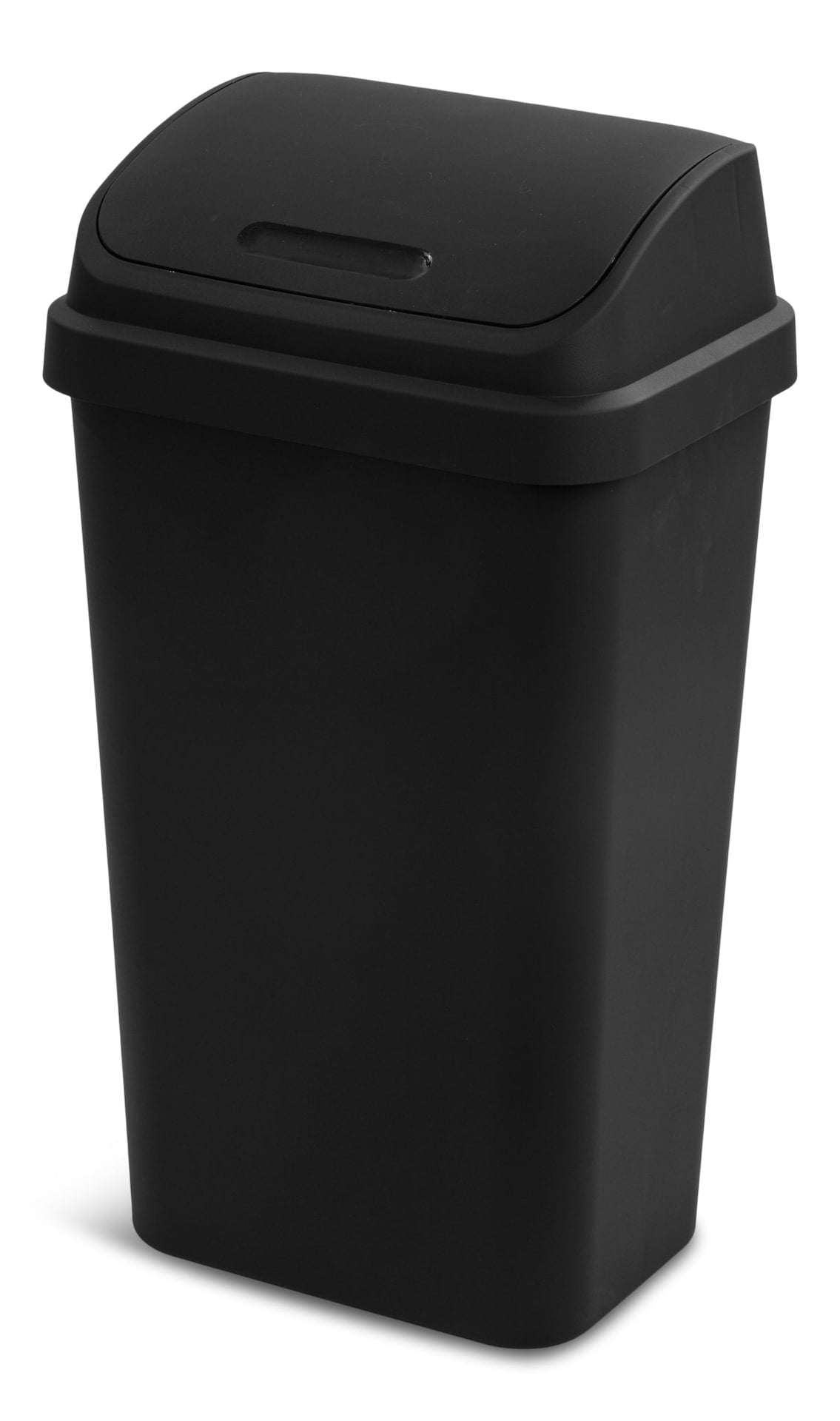 Plastic Rectangular Swing Lid Garbage Can, Black, 49-L I9B3 - product image 1