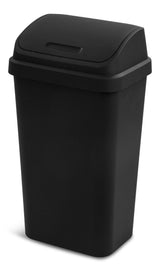 Plastic Rectangular Swing Lid Garbage Can, Black, 49-L V0D2 - product image 1