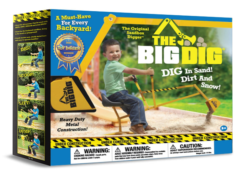 The Big Dig Kids' Ride-On Digger Excavator, Yellow, Ages 3+, for Summer/Backyard Activities P8S9