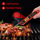 Waterproof Digital Instant-Read Folding Meat Thermometer with Swivel Probe, Black/Red Y6O9 - product image 1