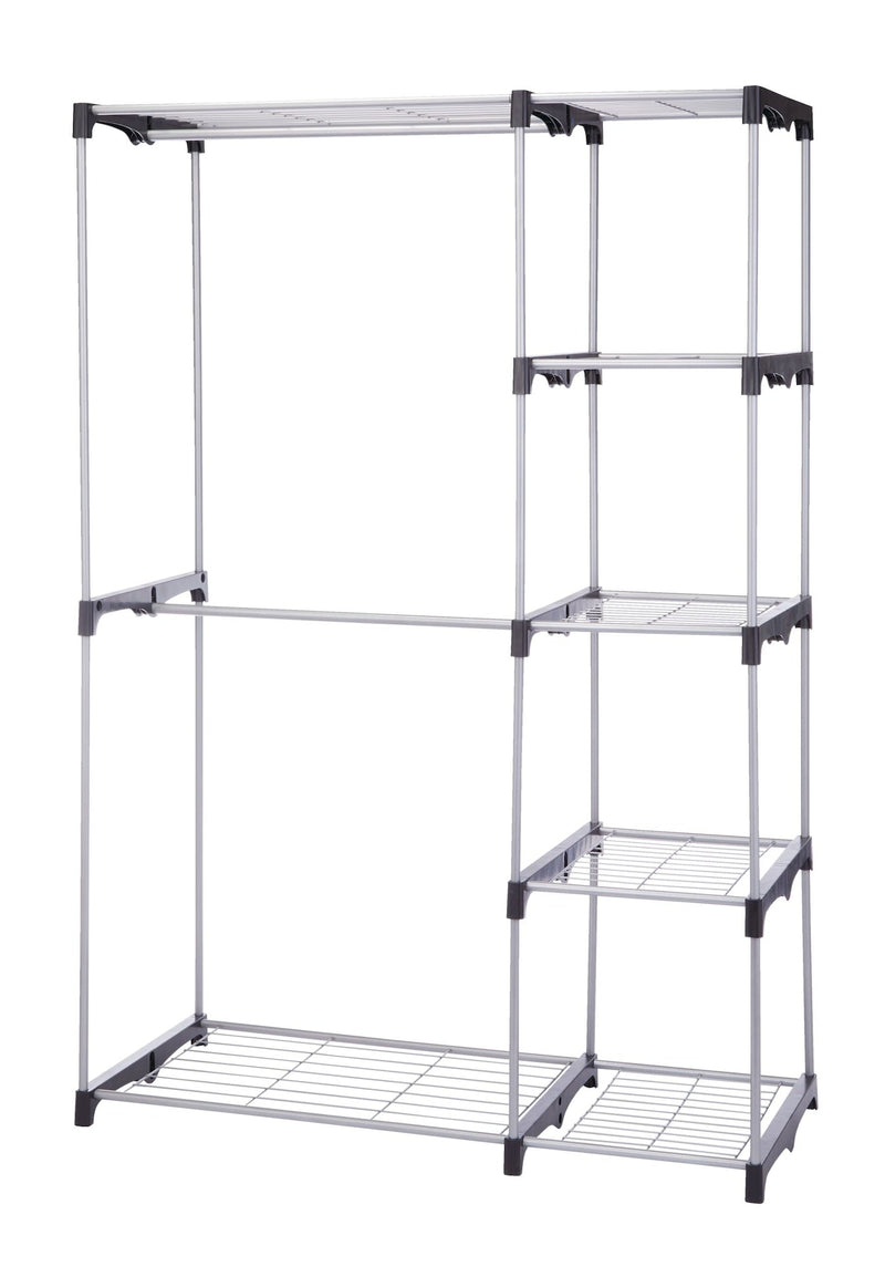 type A Prima Metal Freestanding Closet Organizer with 5 Wire Shelves & Rods T7P3