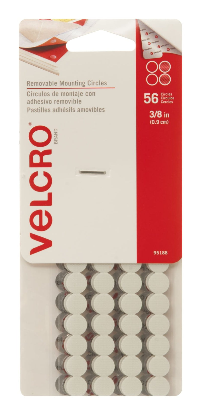Removeable Adhesive Peel and Stick Mounting Circles, White, 3/8-in, 56-pk Z2B3