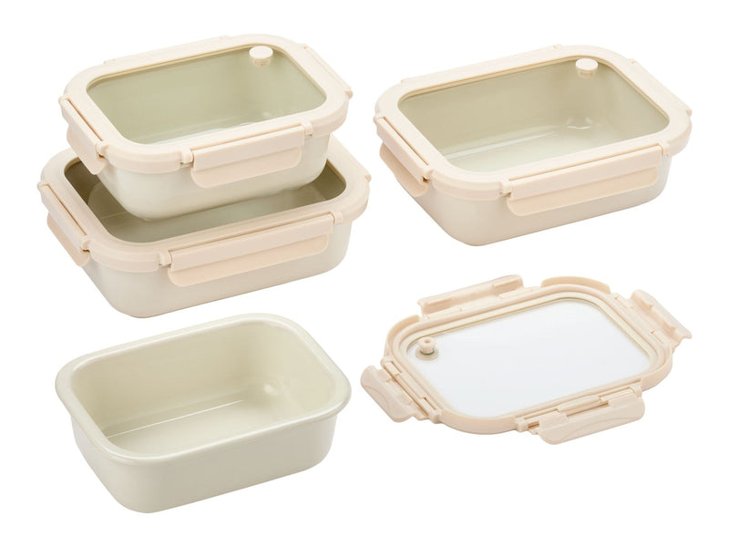 Ceramic Food Containers, Cream, 8-pc M2P7