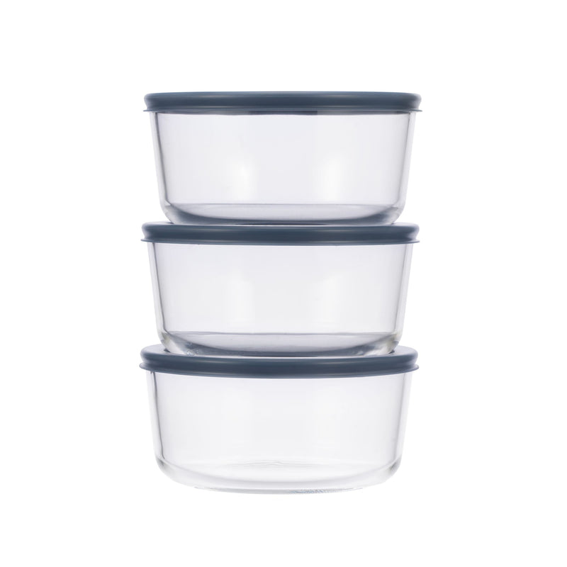 Round Glass Food Storage Container Set with Lids, 6-pc A8G4