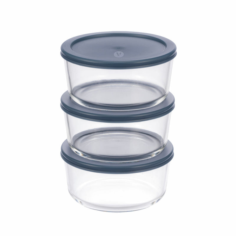 Round Glass Food Storage Container Set with Lids, 6-pc Y5V8