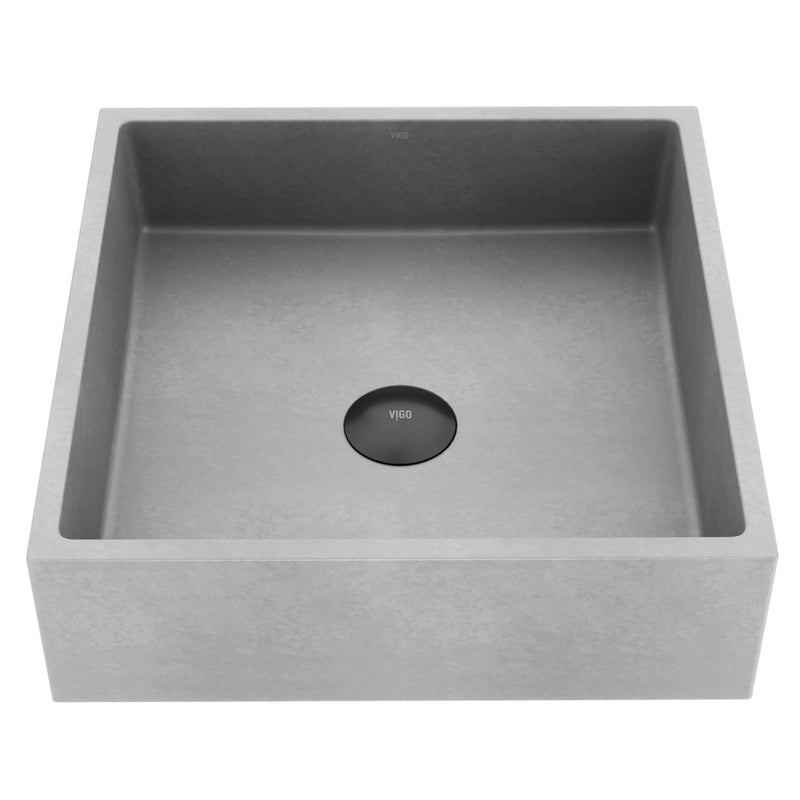 Alhambra Gothic Concreto Stone 15x15-in Deep Grey Bathroom Sink/Basin with Square Vessel G0Z2