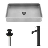 Basilica Gothic ConcretoStone Grey Bathroom Sink/Basin Set with Sterling Faucet and Rectangular Vessel M7U2 - product image 2