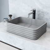 Cadman ConcretoStone 18-in Deep Grey Bathroom Sink/Basin with Rectangular Fluted Vessel M1K5 - product image 5