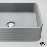 Cadman ConcretoStone 18-in Deep Grey Bathroom Sink/Basin with Rectangular Fluted Vessel M1K5 - product image 8