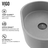 Giralda Gothic ConcretoStone 16x11-in Deep Grey Bathroom Sink/Basin with Rectangular Vessel M5X9 - product image 3