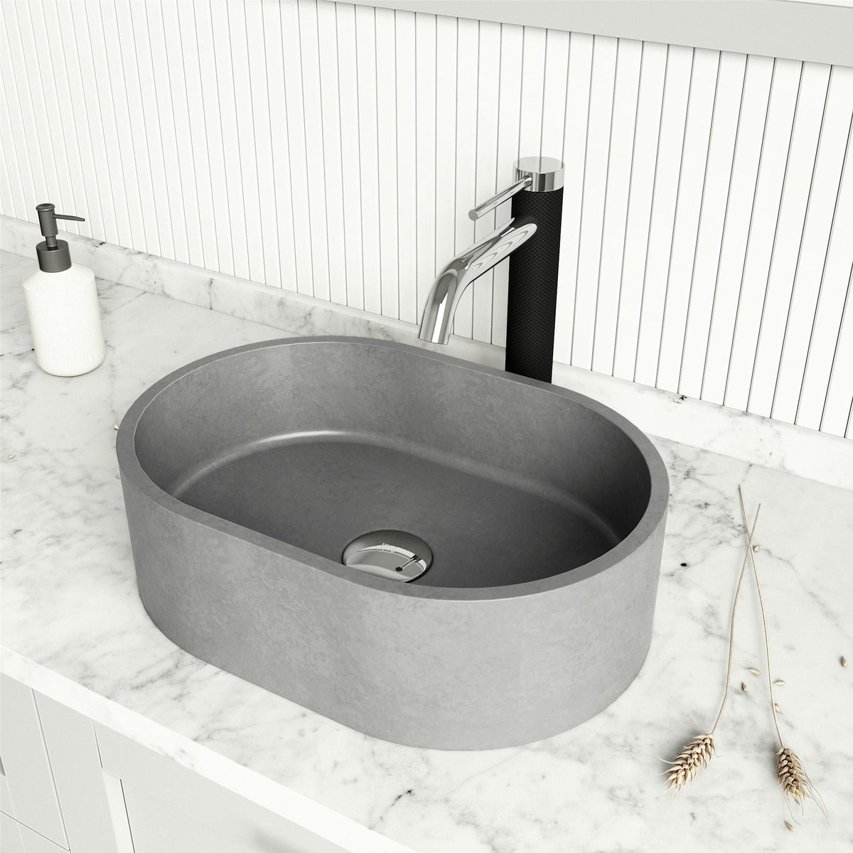 Giralda Gothic ConcretoStone 16x11-in Deep Grey Bathroom Sink/Basin with Rectangular Vessel M5X9 - product image 5