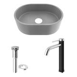 Giralda Gothic ConcretoStone Grey Bathroom Sink/Basin Set with Lexington Faucet and Oval Composite Vessel S6E4 - product image 2