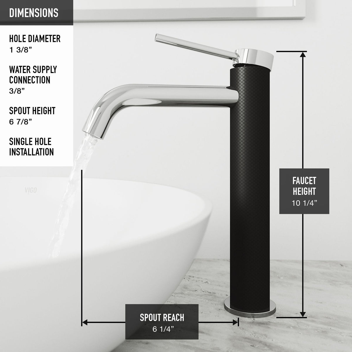 Giralda Gothic ConcretoStone Grey Bathroom Sink/Basin Set with Lexington Faucet and Oval Composite Vessel S6E4 - product image 5