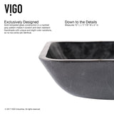 Glass Grey Onyx Bathroom Sink/Basin Set with Linus Faucet and Rectangular Vessel K7E0 - product image 4