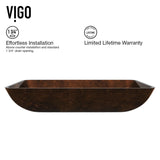 Glass Rectangular Vessel Bathroom Sink/Basin with Rounded Edges & Deep Bowl, Russet M5U2 - product image 5