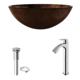 Glass Russet Brown Bathroom Sink/Basin Set with Linus Faucet and Round Vessel Z5W2 - product image 2