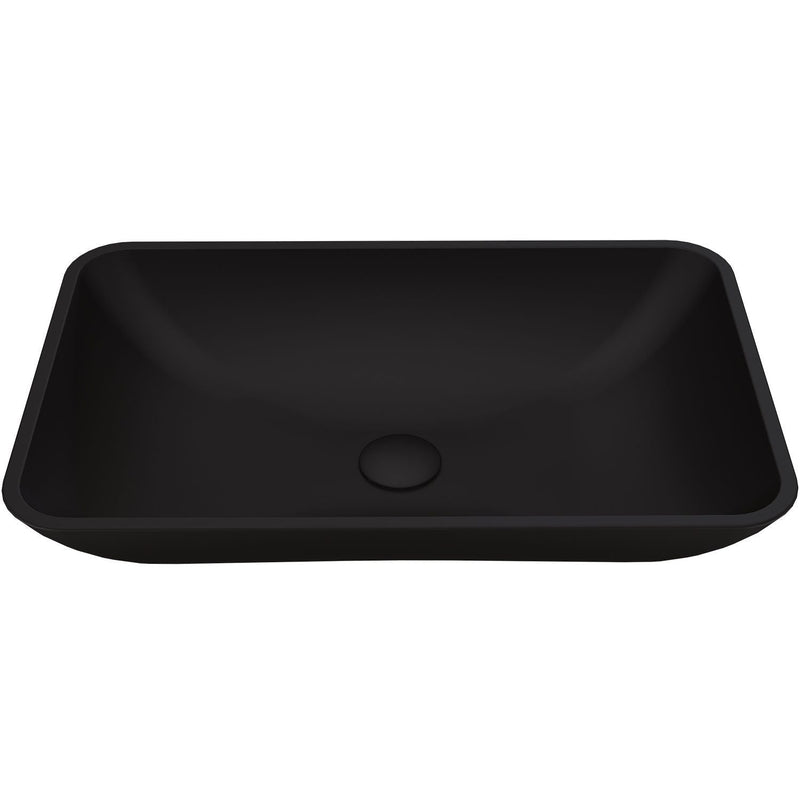 Hadyn Glass Rectangular Vessel Bathroom Sink/Basin with Rounded Edges & Deep Bowl, Black Y0F8