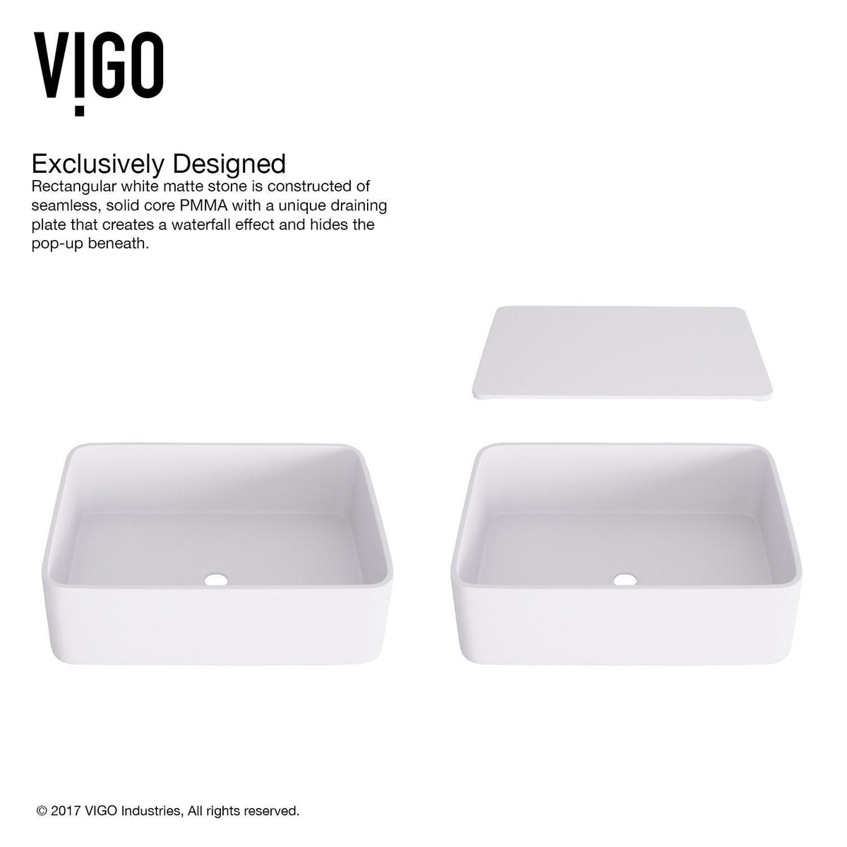 Jasmine MatteStone 18x15-in Deep White Bathroom Sink/Basin with Rectangular Vessel B5S8 - product image 5