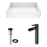 Magnolia MatteStone White Bathroom Sink/Basin Set with Amada Faucet and Rectangular Composite Vessel S0G8 - product image 2