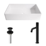 Magnolia MatteStone White Bathroom Sink/Basin Set with Apollo Faucet and Rectangular Composite Vessel Y2C6 - product image 2