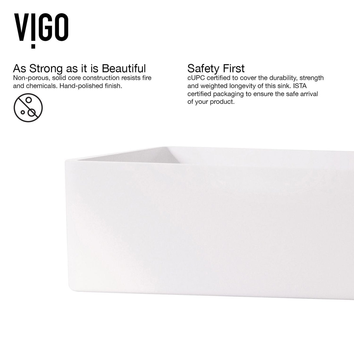 Magnolia MatteStone White Bathroom Sink/Basin Set with Apollo Faucet and Rectangular Composite Vessel Y2C6 - product image 4