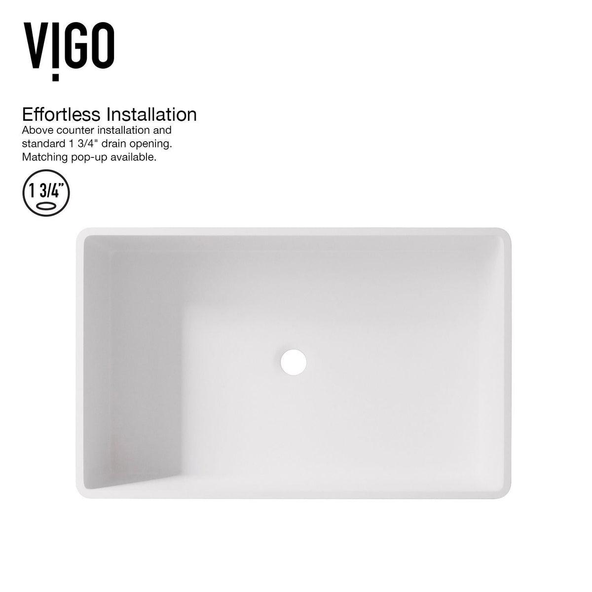 Magnolia MatteStone White Bathroom Sink/Basin Set with Apollo Faucet and Rectangular Composite Vessel Y2C6 - product image 6