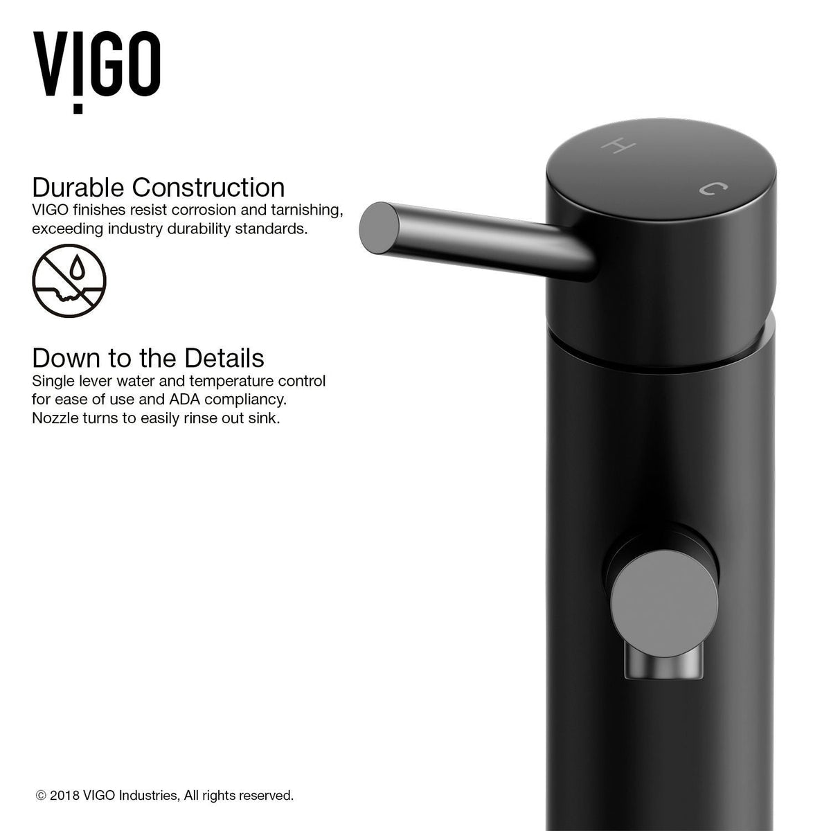 Noma Single Handle Single Hole Bathroom Sink Faucet, Matte Black M7R3 - product image 6