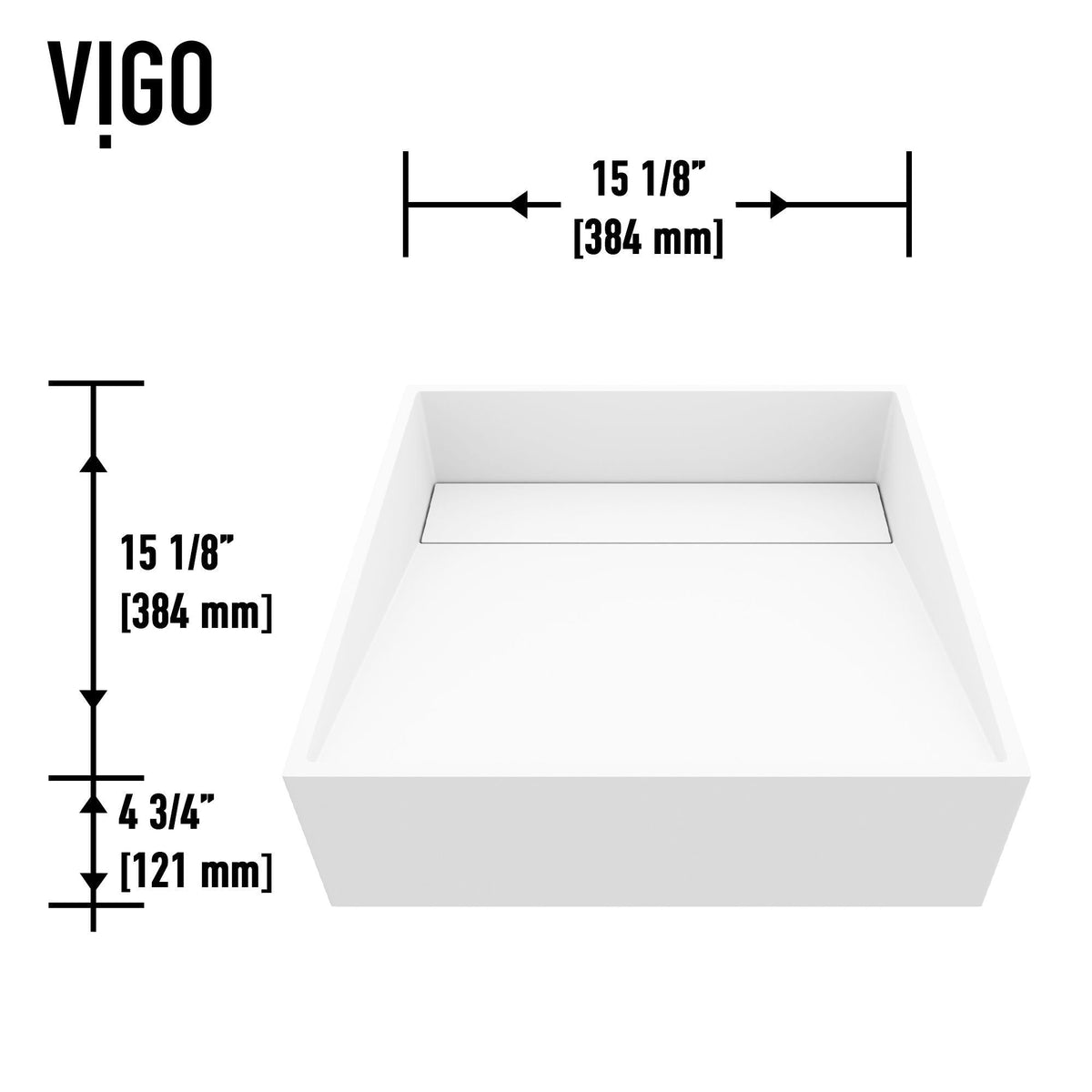 Starr Modern MatteStone 15x15-in Deep White Bathroom Sink/Basin with Square Vessel L2O4 - product image 3