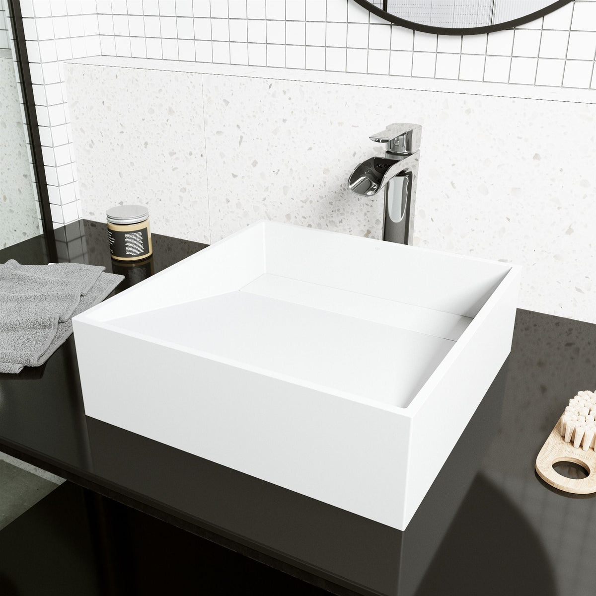 Starr Modern MatteStone 15x15-in Deep White Bathroom Sink/Basin with Square Vessel L2O4 - product image 7