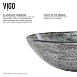 Titanium Glass Slate Grey Bathroom Sink/Basin Set with Niko Faucet and Round Vessel D5R0 - product image 4