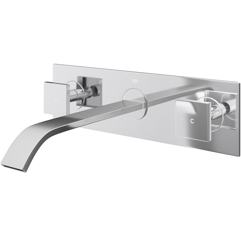 Titus Wall Mount Dual Handle Bathroom Sink Faucet, Eco-Friendly 1.2 GPM Flow Rate, Chrome W8R2