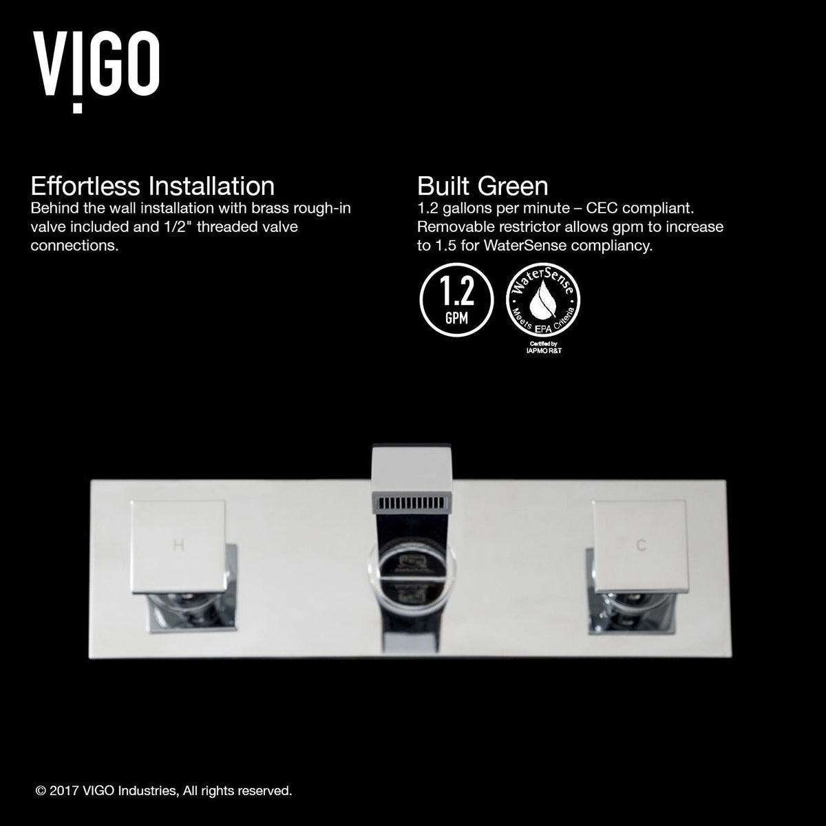 Titus Wall Mount Dual Handle Bathroom Sink Faucet, Eco-Friendly 1.2 GPM Flow Rate, Chrome W8R2 - product image 2