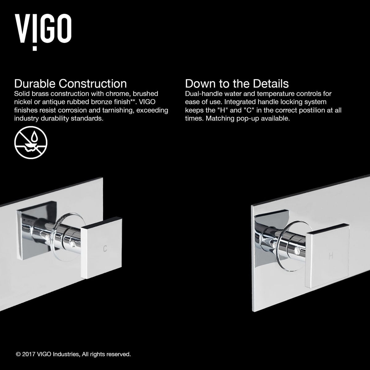 Titus Wall Mount Dual Handle Bathroom Sink Faucet, Eco-Friendly 1.2 GPM Flow Rate, Chrome W8R2 - product image 3