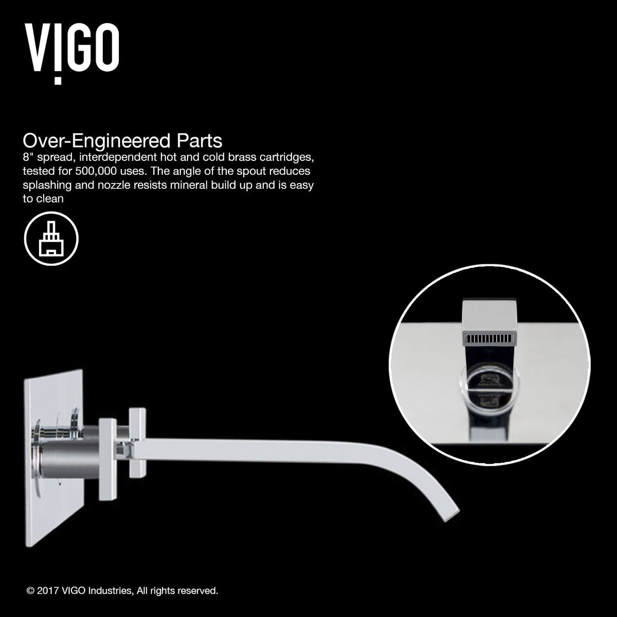 Titus Wall Mount Dual Handle Bathroom Sink Faucet, Eco-Friendly 1.2 GPM Flow Rate, Chrome W8R2 - product image 5